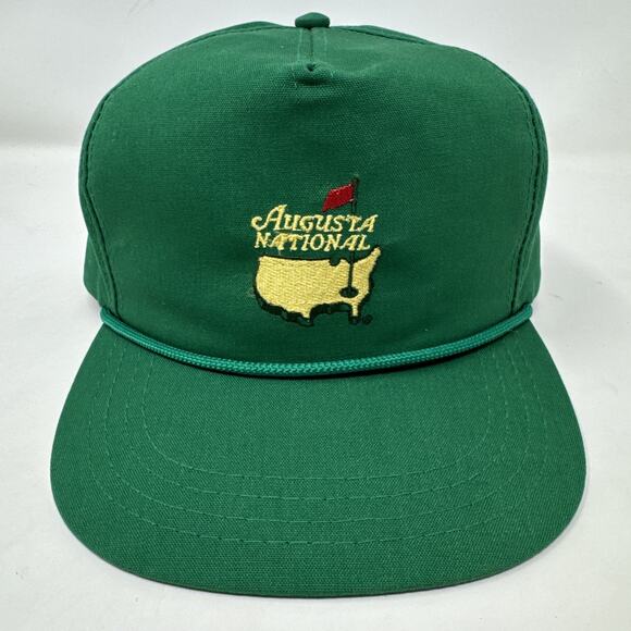 Augusta National Golf Rope Derby Hat Cap 90s Made In USA Green One Size Vintage